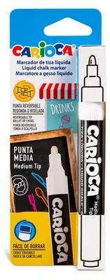 Zdjęcie produktu dla Flamaster CARIOCA na bazie kredy do szkła i tablic, biały