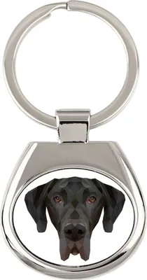 Image de Dogue allemand, dogue d'Ulm, grand dogue I - porte-clés géométrique avec photo et inscription Art-Dog