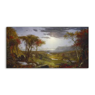 Produktbild von Coloray - Glasbild - 100x50 cm - Wandbild - Glasbilder - Fluss Bäume Wiese Landschafts Himmel