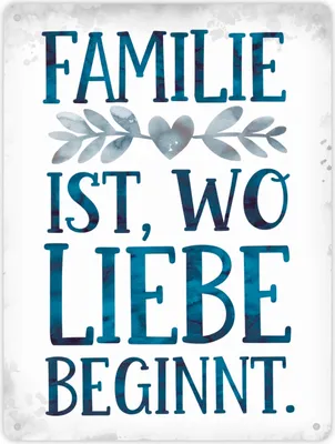 Produktbild von Familie ist, wo Liebe beginnt Metallschild XL in 21x28 cm