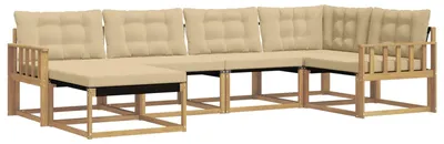 Productafbeelding van vidaXL Tuinset met 6 zitplaatsen, wit en beige, massief acaciahout