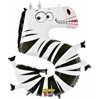 Obrázek produktu pro Nafukovací balónek zebra číslo 5 pro děti 102cm