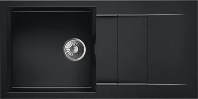 Produktbild von Granitspüle - Spülbecken - Küchenspüle - 100 x 50 cm - Schwarz mit Sprenkeln - Einbauspüle, Halbmatte Oberfläche, Platzsparend und Langlebig, mit Siphon, Cascada 100