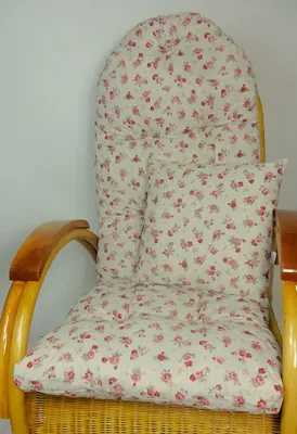 Produktbild von Rattani Auflage/Polster für Schaukelstuhl, Liegestuhl, Ersatzpolster Gr. 130 x 50 x 12 cm + Zierkissen 40 x 40 cm Stoff Stoff Mirha Leinen Herz