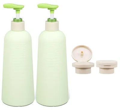 Imagen del producto de Juego de 2 botellas dosificadoras de plástico para champú y jabón, de 500 ml