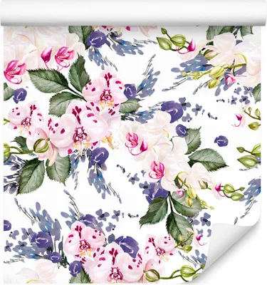 Produktbild von 10m VLIES TAPETE Rolle Blumen Knabenkraut Aquarell XXL