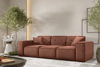 Produktbild von Sofa Designersofa CESINA 3-Sitzer in Stoff Opera Velvet Braun