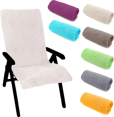 Produktbild von heimtexland ® Hochlehner Stuhlauflage Frottier Gartenstuhl Schonbezug Schwimmbad Sauna Fitnessstudio Hygiene Handtuch Frottee 60 x 130 cm Typ772 Creme