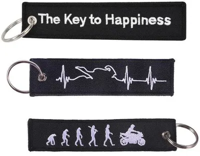Produktbild von Motorrad-Schlossanhänger 3er-Pack - Nähgarn - Weicher Stoff - Abriebfest - Motorradfahrer-Geschenk - Maß 13 x 3 cm