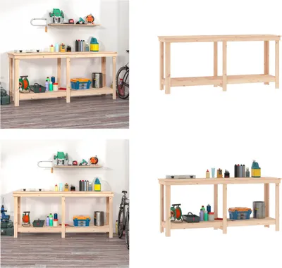 Produktbild von vidaXL Werkbank 180x50x80 cm Massivholz Kiefer - Werkbank - Werkbänke - Lagerbank - Garagenarbeitstisch