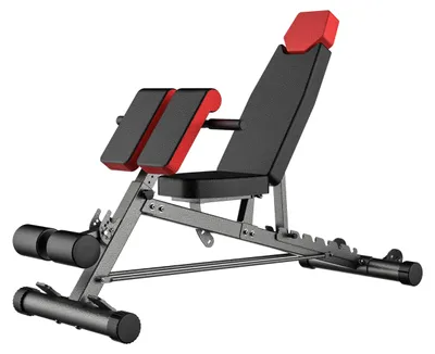 Obrázek produktu pro Nastavitelná posilovací lavice pro domácí cvičení - nosnost 450 kg - ocelová konstrukce - černá a červená barva