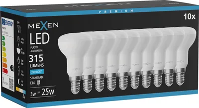 Produktbild von Mexen Nova 10x LED-Glühbirne E14, R50, 3W, Kalt - 6500K, 315 lm - L103-E14-0365-01x10