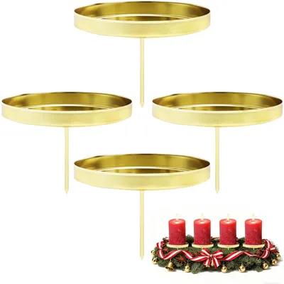 Kerzenhalter für Adventskranz, 8 cm, gold, 4 Stück