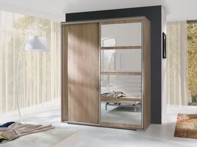 Obrázek produktu pro Šatní skříň se zrcadlem 180 cm DELUN - dub sonoma