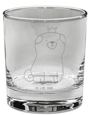Produktbild von Mr. & Mrs. Panda gravur glas Mops Krone - Transparent - Geschenk, Cocktailglas, Hund, Tierliebhaber, Allergisch, Longdrinkglas, Königlich, Tumbler, Trinkglas, für Gin