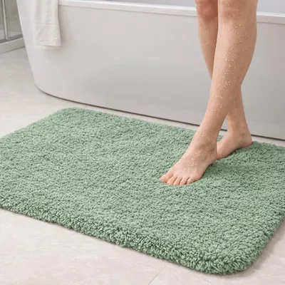 Zdjęcie produktu dla Mata podłogowa do łazienki, mikrofibra, 90 x 60 cm, jasnoszara, antypoślizgowa