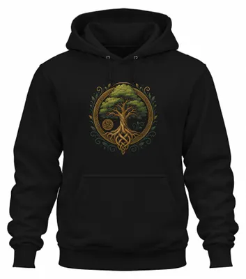 Produktbild von keltischer baum des lebens yggdrasil Wikinger Valhalla Hoodie Kapuzenpullover, Schwarz, L
