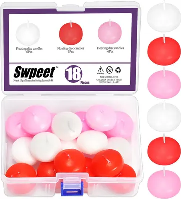 Image de Lot de 18 bougies flottantes blanches, roses ou rouges, de 1,5 pouce de diamètre, non parfumées