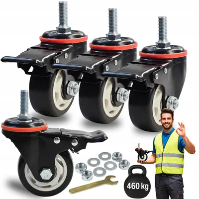 Produktbild von HOGI Schwenkräder 75mm mit Bremse 4er Set M12x30mm