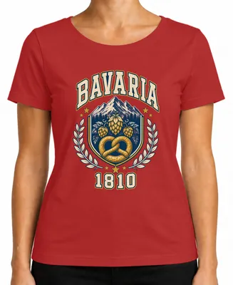 Obrázek produktu pro Bavorské tričko s motivem Oktoberfestu, bavorský preclík, tradiční bavorské oblečení, kožené kalhoty, dámské tričko, červené, velikost S