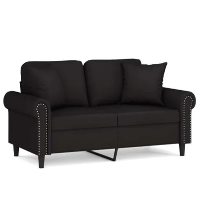 Produktbild von vidaXL 2-Sitzer-Sofa mit Zierkissen Schwarz 120 cm Samt