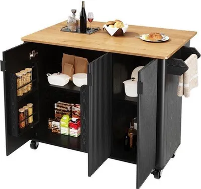 Produktbild von Küchenwagen mit Kräutereinsatz und ausziehbarer Rollvorrichtung - 130x45x92 cm
