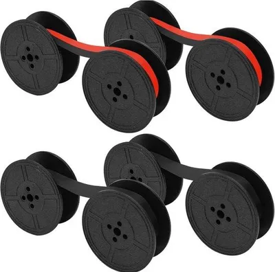 Produktbild von Universal Lint für Vintage Schreibmaschinen - 4 Paar (8 Stücke) - Schwarz & Rot - Doppel-Spul-Lint - 13mm Breit