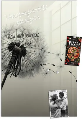 Produktbild von Magnettafel 40x60cm Pinnwand Whiteboard beschreibbar - Pusteblume Schwarz