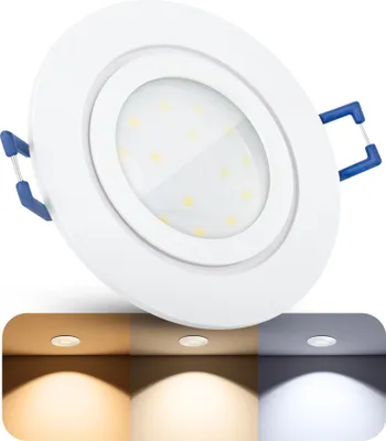 Produktbild von SSC-LUXon RW-2 Einbaustrahler LED flach in weiß für Bad & Außen IP44 - LED 4W drei einstellbaren Lichtfarben 3CCT wechselbar - Einbau Bad Spot rund 230V