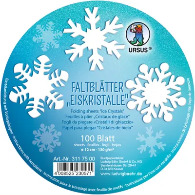 Produktbild von Tonzeichenpapier Faltblätter Eiskristalle, hochweiß, 100 Blatt