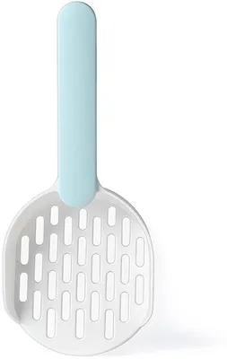 Immagine prodotto di Pala per lettiera per gatti Unyqoos®: manico ergonomico, realizzata in plastica ABS, dimensioni 10,2 x 4,3 x 1,7 pollici, apertura del setaccio 6 x 2,2 mm, gancio nascosto, bordo anteriore rinforzato per una pulizia efficiente