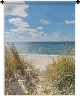Produktbild von MuchoWow® Wandteppich Wandbehang Düne - Gras - Meer - Strand 90x120 cm Tapisserie Dekoration Wandtuch - Wanddeko
