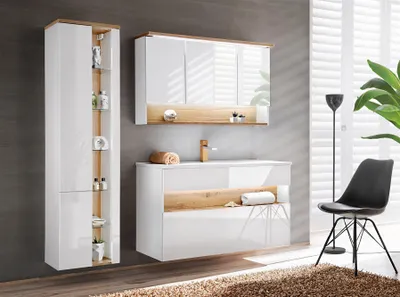 Produktbild von Badmöbel Set 3-tlg Badezimmerset VARESE Weiss inkl.Waschtisch 120 cm