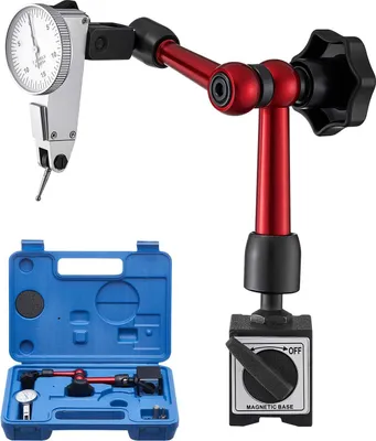Obrázok produktu pre SucceBuy číselníkový meter s magnetickým stojanom a prepravným puzdrom, presnosť 0,01 mm, rozsah merania 0-0,76 mm, mikroguličková rukoväť na presné meranie v stiesnených priestoroch, vhodný na priemyselné aplikácie a kontroly