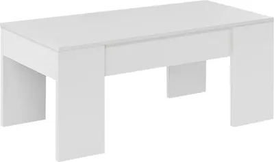 Produktbild von Couchtisch Dleal, Couchtisch mit abnehmbarer Platte, Couchtisch für das Wohnzimmer, 100x50h45/56 cm, Glänzend Weiß