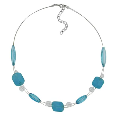 Produktbild von Kette Drahtkette türkis-aqua-transparent Kunststoffperlen 45cm blau türkis 45 cm lang