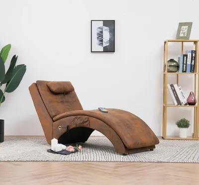 Image de Maison Exclusive - Chaise longue de massage avec oreiller Marron Similicuir daim