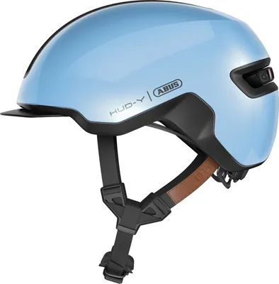 Produktbild von ABUS Fahrradhelm HUD-Y - mit magnetischem, aufladbarem LED-Rücklicht & Magnetverschluss - Stilsicherer Urban-Helm für den Alltag - für Damen und Herren - Blau, Größe L (57-61 cm)