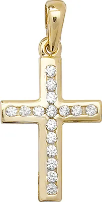 Image de Pendentif Femme Croix Or 375/1000 avec Oxyde de Zirconium - 23mm*11mm; TRS106319KY