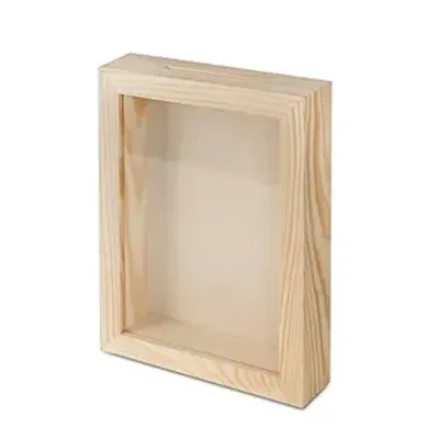 Produktbild von Spardose Holzspardose zum Basteln und Dekorieren Geldgeschenk Sparbüchse Holz-Rahmen mit Sichtfenster,Bilderrahmen zum Befüllen (Rechteck-sentkrecht)