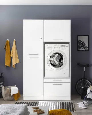 Produktbild von Waschmaschinenschrank Trockner Schrank Hochschrank 117 cm Weiß Clara Respekta