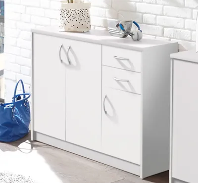 Produktbild von Kommode Standschrank Sideboard Beistellschrank Holzkommode Schrank "Olli V" Weiß