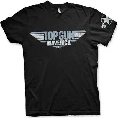 Produktbild von Top Gun Maverick Distressed Logo T-Shirt - Medium - Black