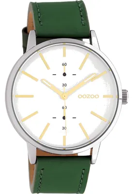 Produktbild von Oozoo Armbanduhr grün Leder Timepieces Damen Analog-Quarzuhr UOC10586