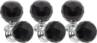 Produktbild von Domino Elegante Crystal Palace Möbelknopf 40mm in Chrom & Schwarz |Kristallknöpfe,  Robustes Glas-Design |Möbelknöpfe | Glamouröser Stil | Perfekt für Schränke und Kommoden| 6 Stück