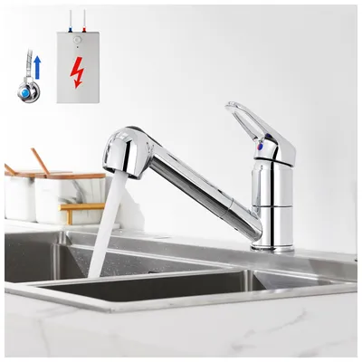 Produktbild von Niederdruck Ausziehbarer Küche Wasserhahn im modernen Design | 360° Drehbar Küchenarmatur mit 2 Funktionen Brause