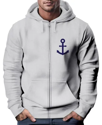 Produktbild von Zip-Hoodie Herren Sweatjacke mit Kapuze Anker Logo Print Männer Fashion Streetstyle Neverless® grau-melange M