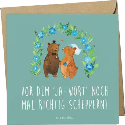 Produktbild von Mr. & Mrs. Panda Deluxe Karte Polterabend Spaß - Meeresbrise - Geschenk, Ehebund, Brautpaar, Brauch, Hochwertige Grußkarte, liebevolle Worte, Brauche, Hochzeit, Heirat