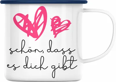 Produktbild von Trendation - Schön Dass Es Dich Gibt Lieblings Mensch Geschenk Beste Freundin Danke Geschenkidee Dankeschön Emaille Tasse (Blau)