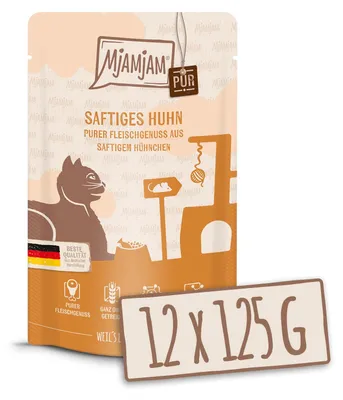 Image de MjAMjAM - Quetschieschie - 12x125g Poulet pur Nourriture humide pour chats Alimentation complète